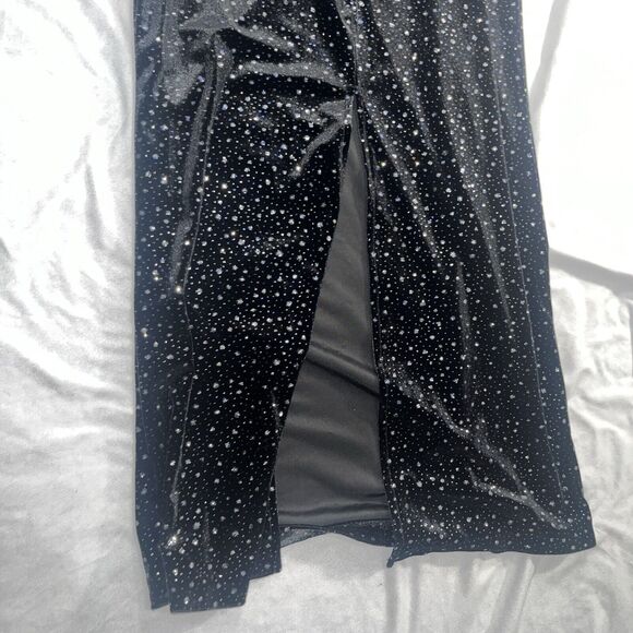 Women’s S Small Prom Vintage Gothic Maxi Dress Sparkles 90s Velvet - Picture 8 of 10
